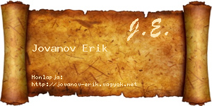 Jovanov Erik névjegykártya